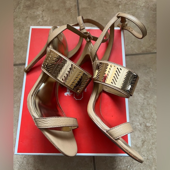 Vintage COACH Tonal Wash Strap Heel Gold Tan Light Camel 9B - Picture 1 of 5